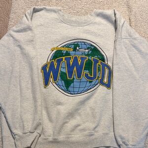 WWJD Graphic Crewneck Sweatshirt - Light Gray